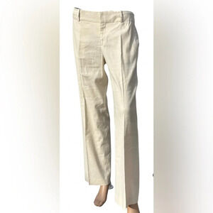 Banana Republic Flax Blend Stretch Martin Fit Womens Dress Pant Cream Size 6P